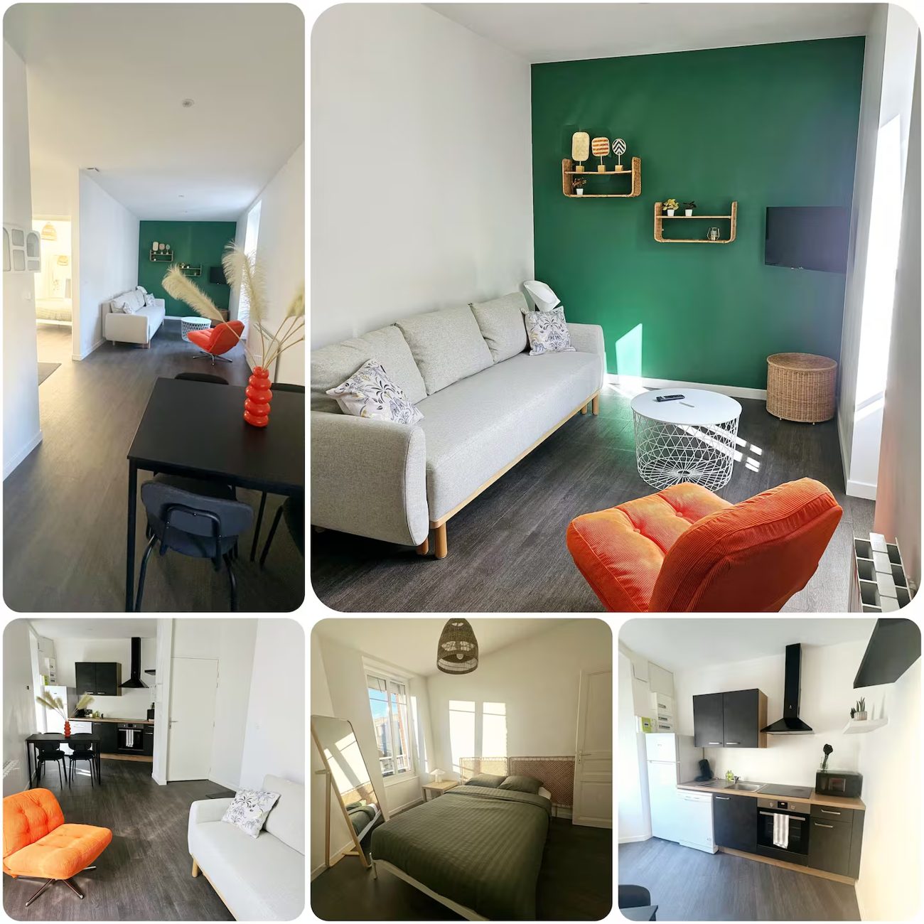 Appartement LOMÉ, T2 à Dinan : salon, chambre et cuisine